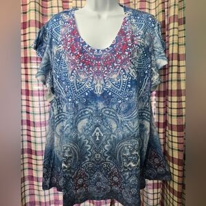 Time and Tru Multicolor Paisley Blouse